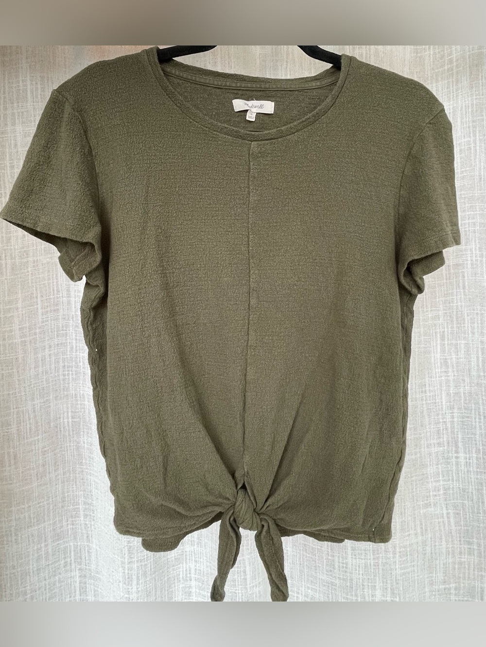 Madewell Olive Green Short Sleeve Tie-Front Tee